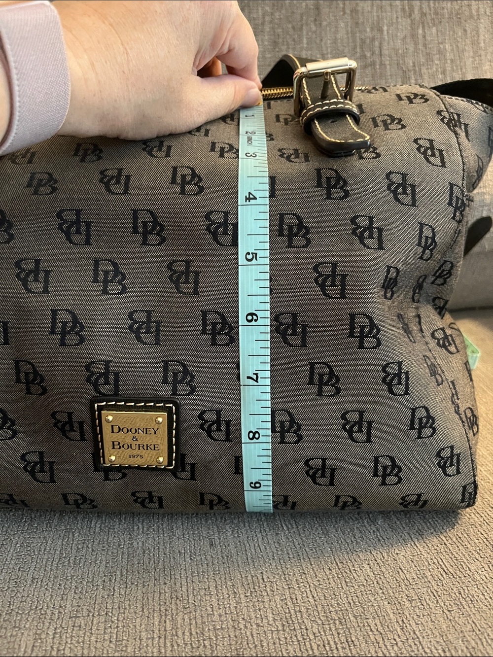 Dooney & Bourke Brown Logo Shoulder Tote with Black Trim - Picture 6 of 13
